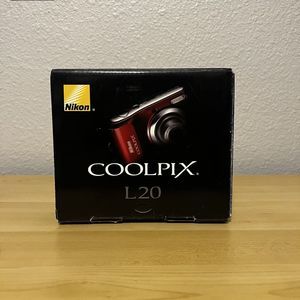 NIKON COOLPIX L20 10MP 3.6x Digital Camera Red Burgandy Works! - Flaw! READ!!